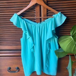 Boat neck ruffle blouse